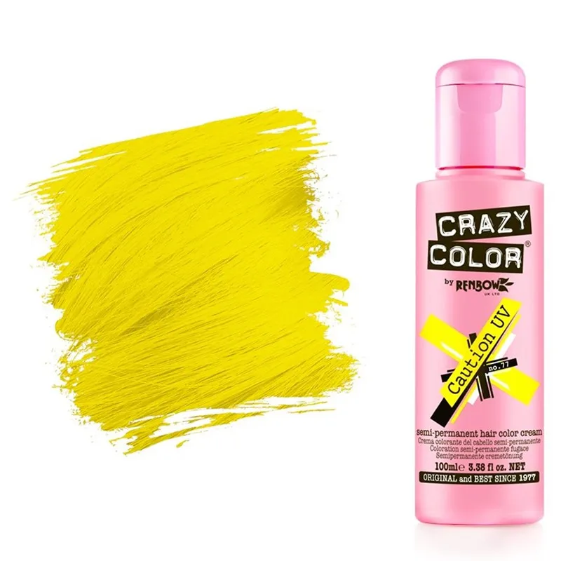 Crazy Color Semi Permanent Neon Hair Color Caution (77) 100ml - Image 1