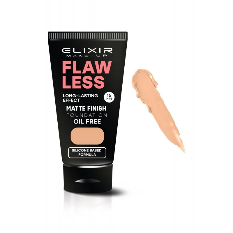 elixir flaw less matte finish foundation 400 natural beige 30ml make up matte