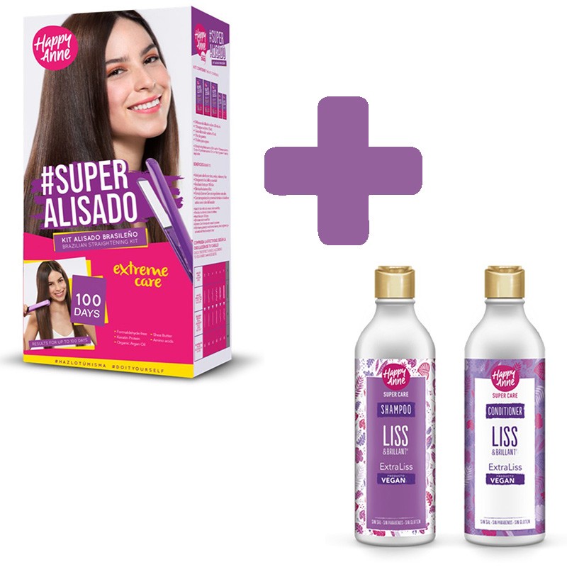 Super Alisado Brazilian Straightening Kit & Post Treatment Shampoo and Conditioner Kit - Super Pack by Happy Anne