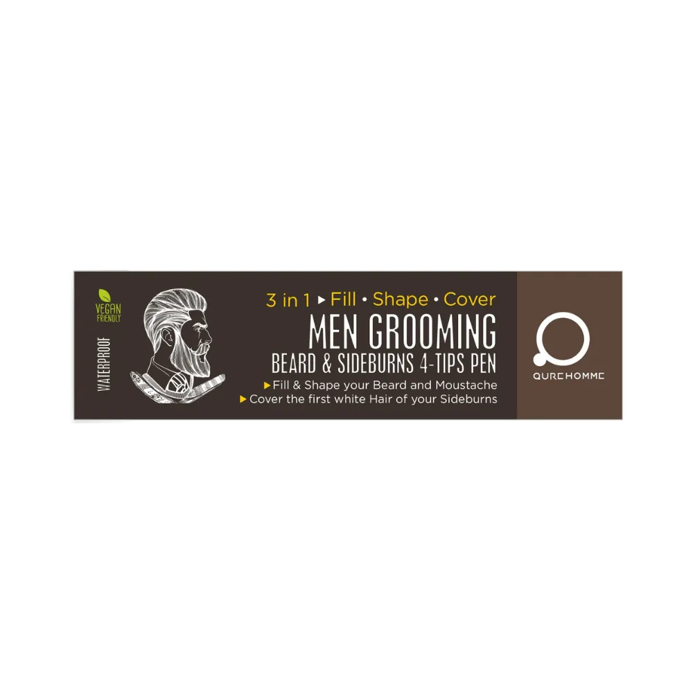 Men Grooming Beard and Sideburns 4 tips Pen Black 5g- Μαύρο Πενάκι κάλυψης - γεμίσματος γενειάδας και φαβορίτας από την Qure - Image 2