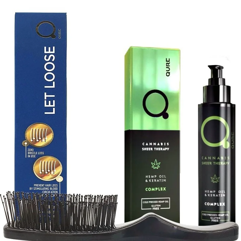 qure no frizz healthy hair bundle black keratin complex 100ml hair brush