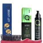 Qure No Frizz & Healthy Hair Bundle Pink (Keratin Complex 100ml & Hair Brush)