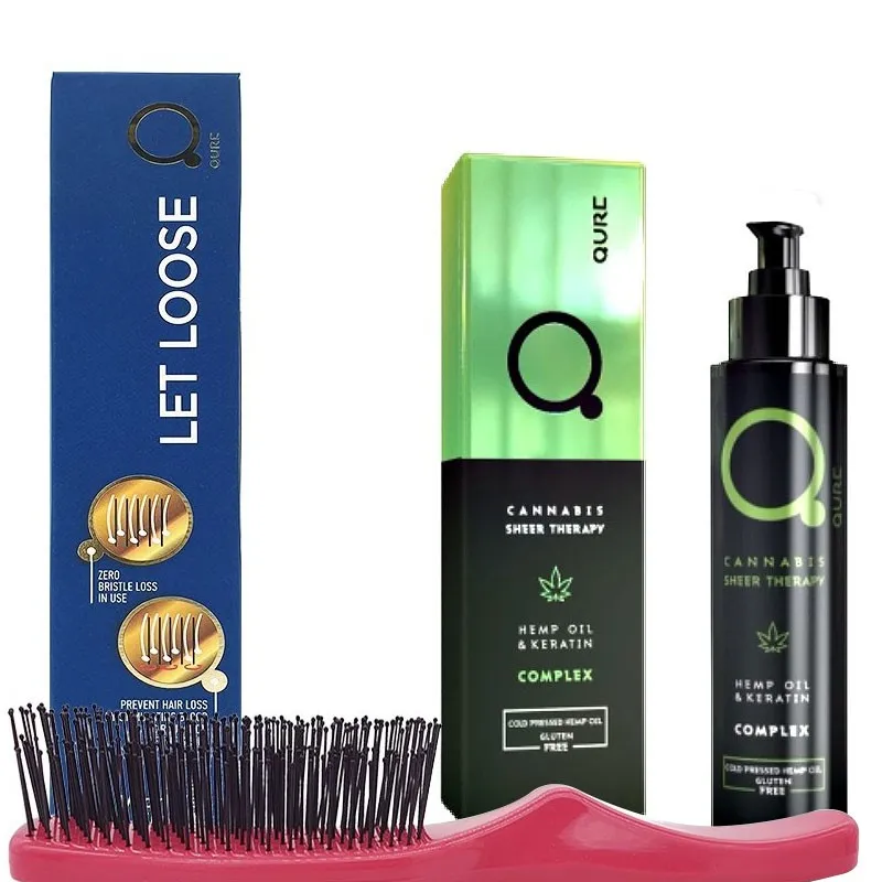 qure no frizz healthy hair bundle pink keratin complex 100ml hair brush