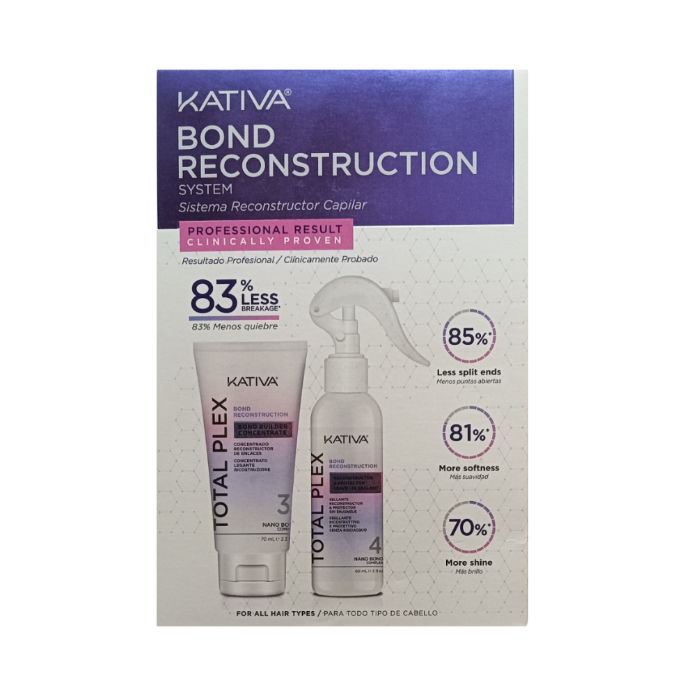 Total Plex Kit Bond Builder Concentrate 70ml & Leave-in Reconstructor & Protector Sealant Spray 60ml by Kativa