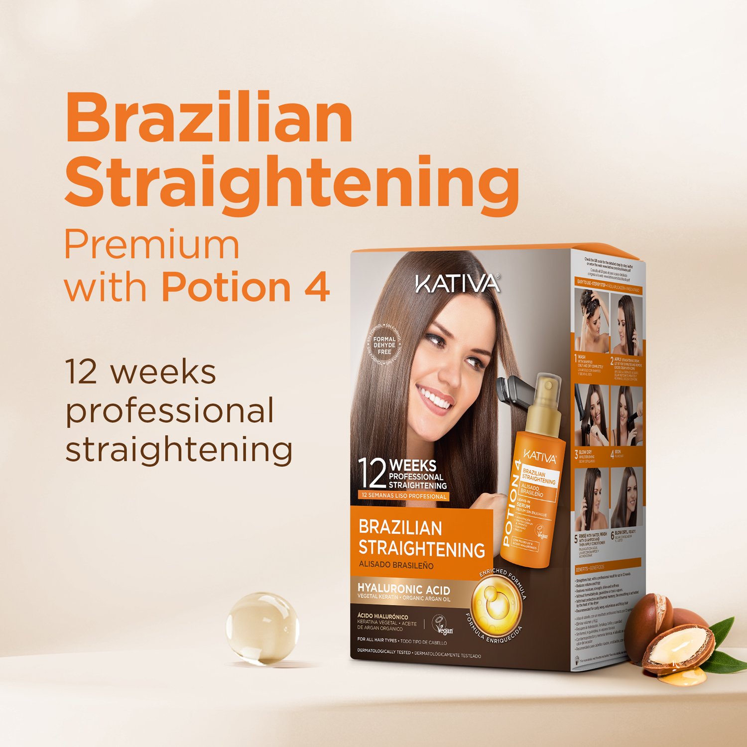 Kativa Brazilian Straightening Premium with Potion 4 - 12 Weeks Professional Straightening