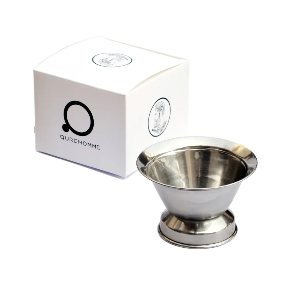Stainless Steel Shaving Bowl - Μπολ ξυρίσματος από ανοξείδωτο ατσάλι - Traditional Shaving Barber Steel With Base Shaving Bowl - Height 7,1 Cm