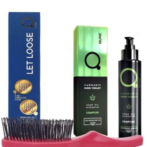 Qure No Frizz & Healthy Hair Bundle Pink (Keratin Complex 100ml & Hair Brush)